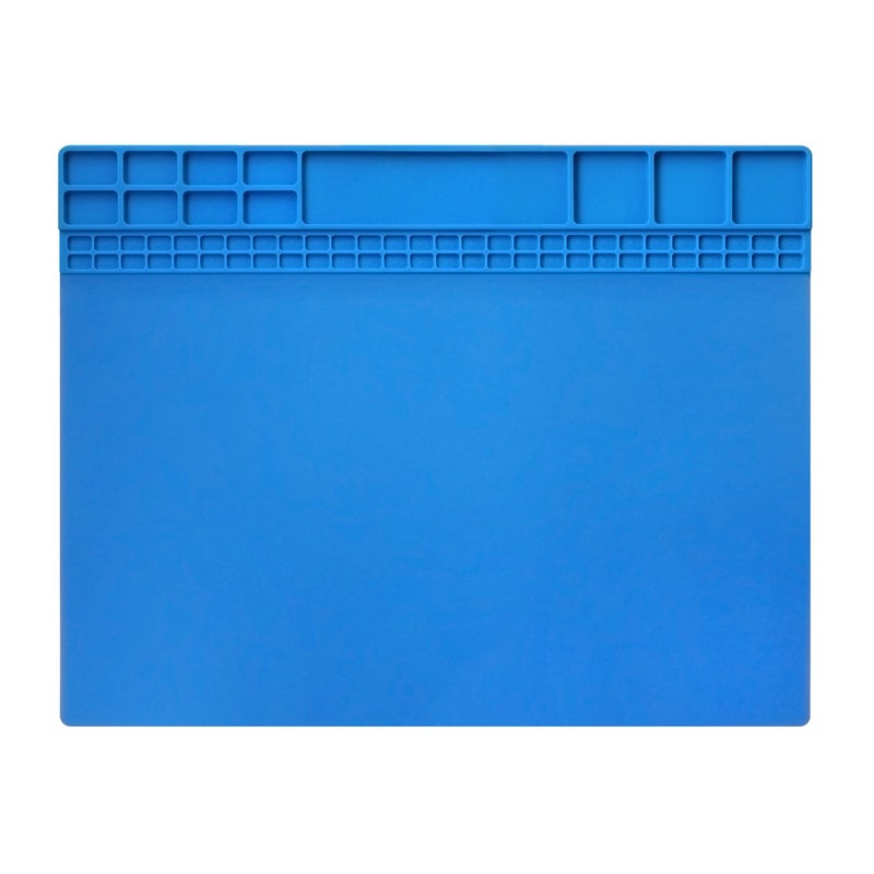 Handook Soldering Mat Silicone Repair Mat Heat Resistant 932Â°F Workbench Mat for Cellphone, Computer, PCB board Electronic Repair Mat for Soldering Station Iron Gun with Size 16 x 12 Inch (Blue) - Image 1